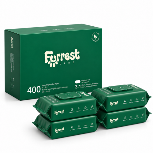 Furrest Pet Wipes Box of 4, 400 wipes in four resealable pouches