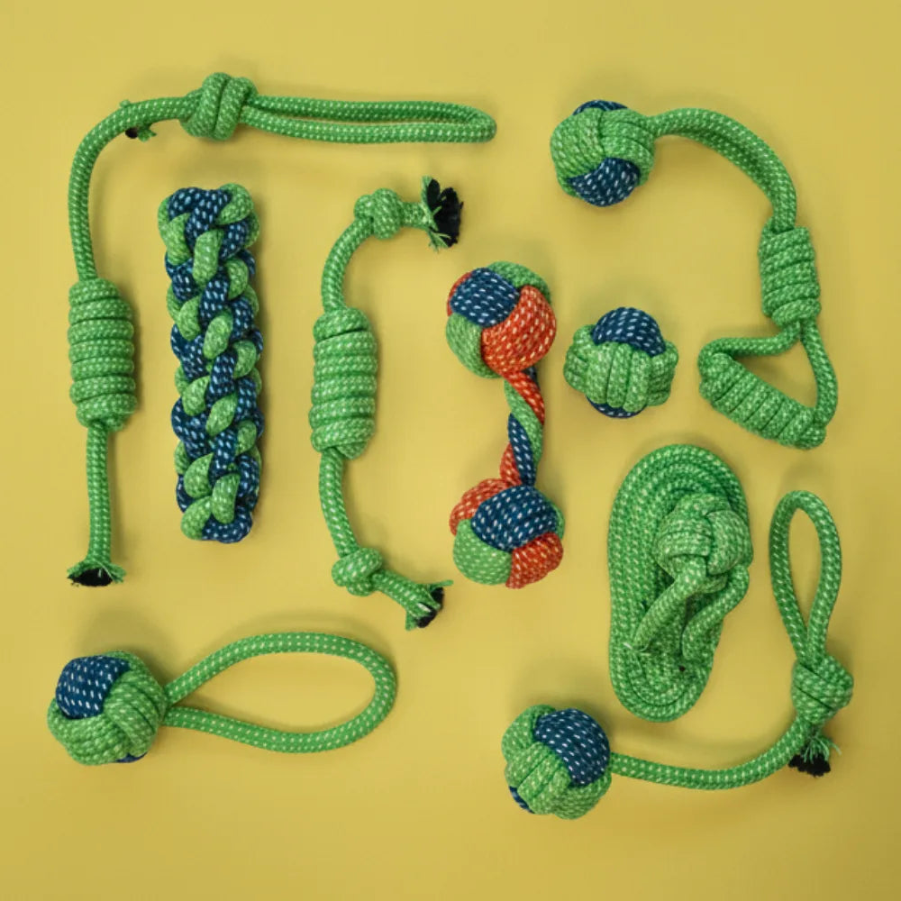 Cotton Rope Dog Chew Toy Set (9pcs)